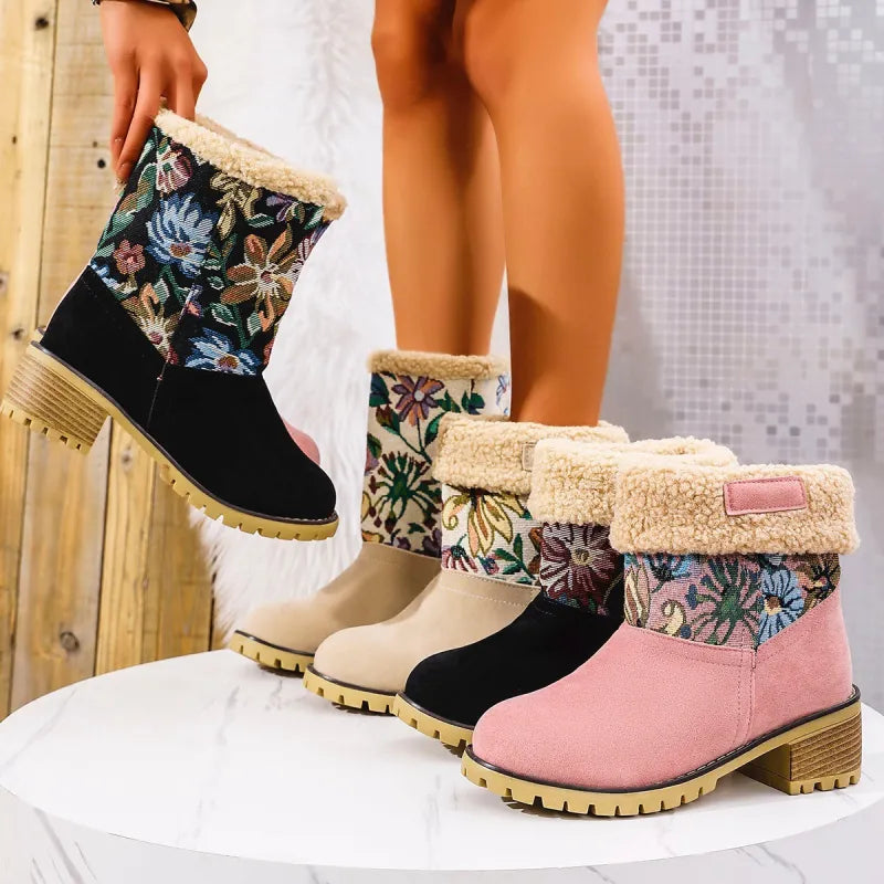 Grace | Embroidered Mid-Calf Winter Boots