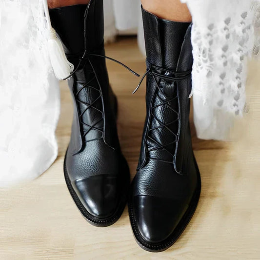 Alina | Women's Leather Ankle Boots With Cap Toe