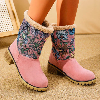 Grace | Embroidered Mid-Calf  Winter Boots