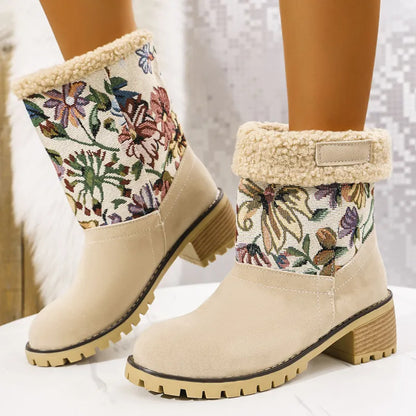 Grace | Embroidered Mid-Calf  Winter Boots