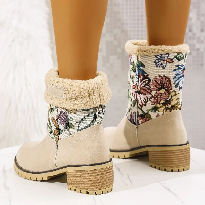 Grace | Embroidered Mid-Calf  Winter Boots