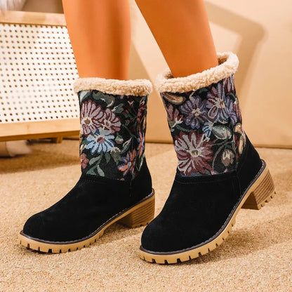 Grace | Embroidered Mid-Calf  Winter Boots