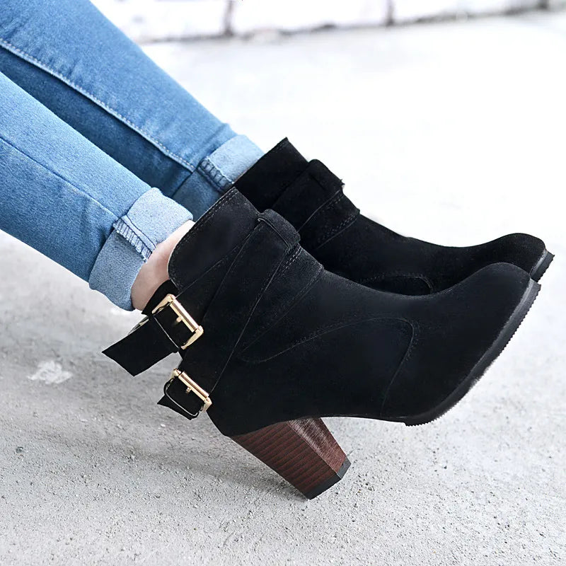 Lily | Leather High Heel Ankle Boots for Winter