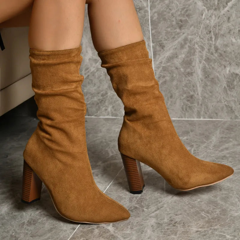 Ivy | Women’s Trendy Mid-Calf Suede Boots