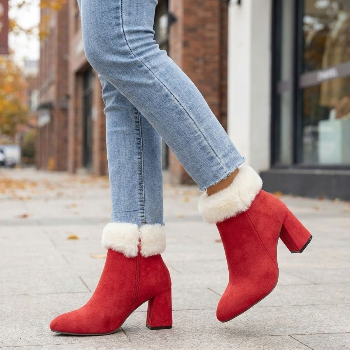 Mia | Women’s winter Plaid Plush Ankle Boots