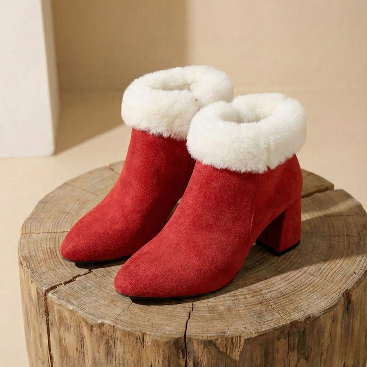Mia | Women’s winter Plaid Plush Ankle Boots