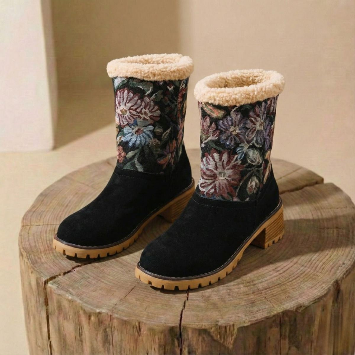 Grace | Embroidered Mid-Calf  Winter Boots