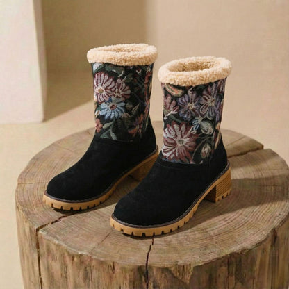 Grace | Embroidered Mid-Calf  Winter Boots