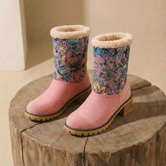 Grace | Embroidered Mid-Calf  Winter Boots