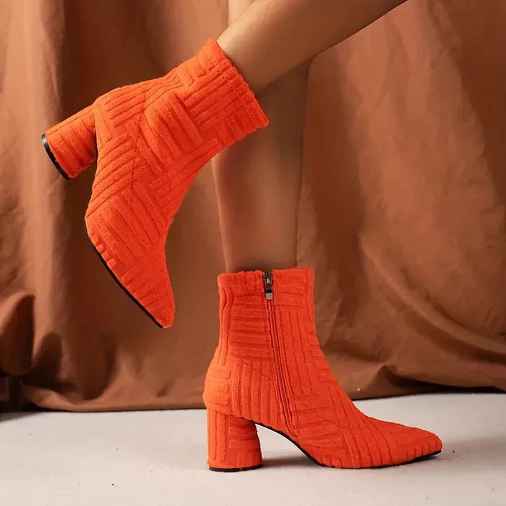 Caroline | Women’s Chunky Heel Knitted Ankle Boots