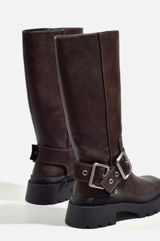 Violet | Women’s Mid Calf Buckle Strap Boots