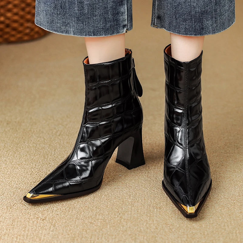 Marcella Croc Genuine Leather Boots