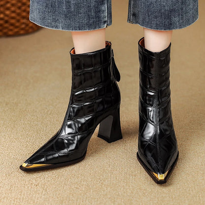 Marcella Croc Genuine Leather Boots