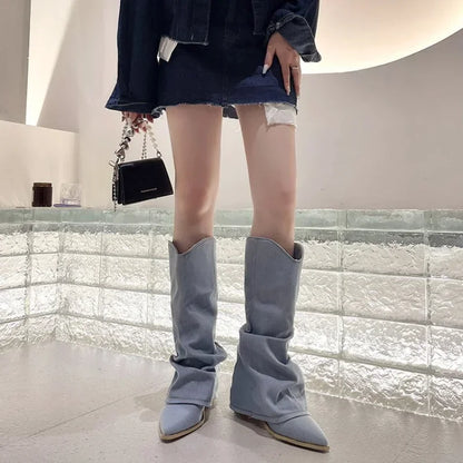 Kimberly | Denim Knee-High Women's Boots