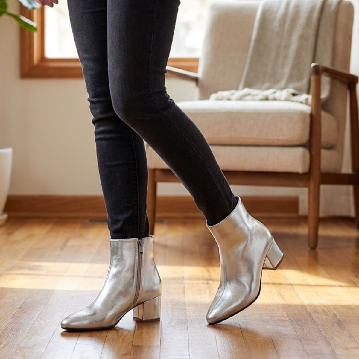 Madison | Women’s Metallic Winter Zip-Up Ankle Boots