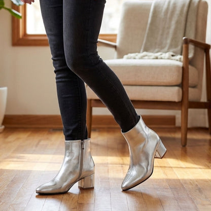 Madison | Women’s Metallic Winter Zip-Up Ankle Boots