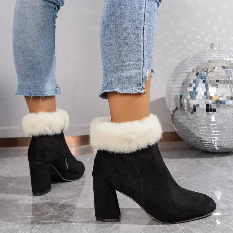 Mia | Women’s winter Plaid Plush Ankle Boots