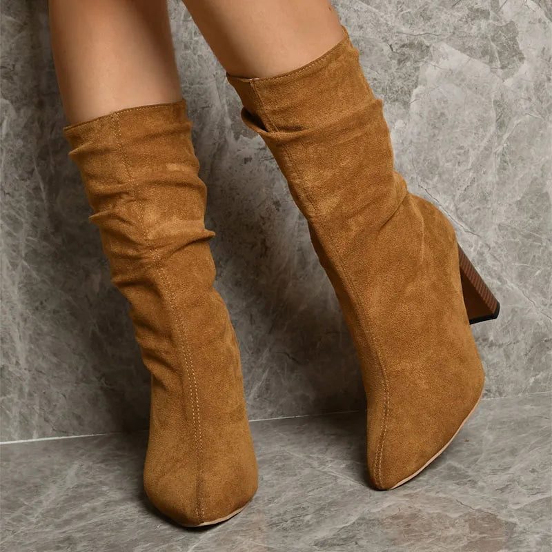Ivy | Women’s Trendy Mid-Calf Suede Boots